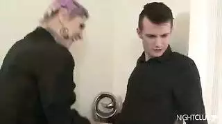 body art milf services a hard shaft from behind ends with cum on ass